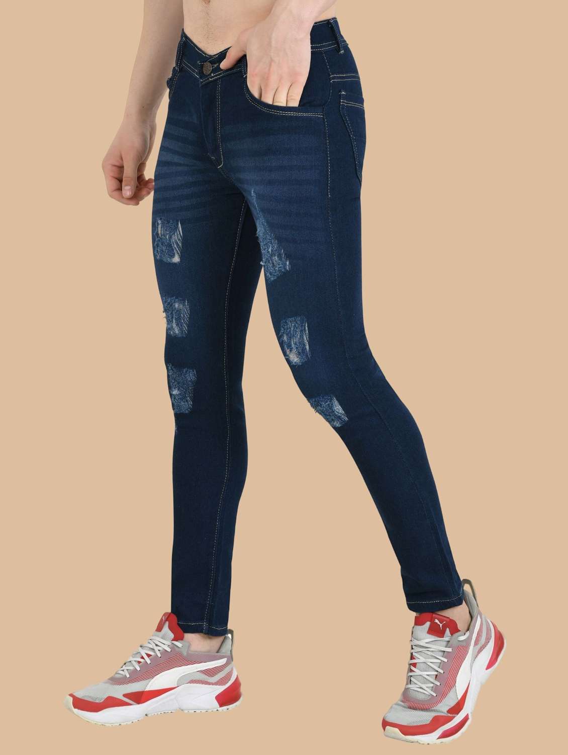 men distressed mid rise slim fit jean - 22348715 -  Standard Image - 1