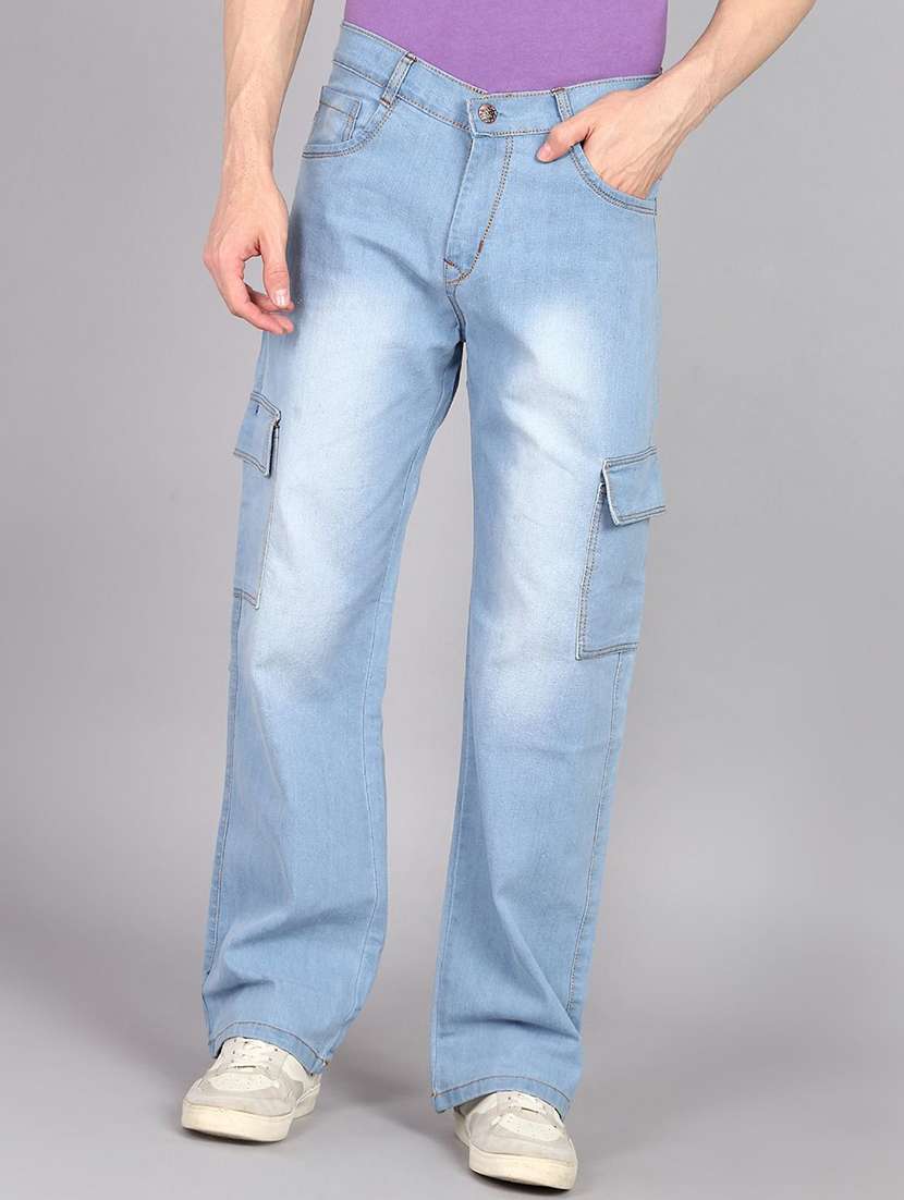 men washed mid rise cargo