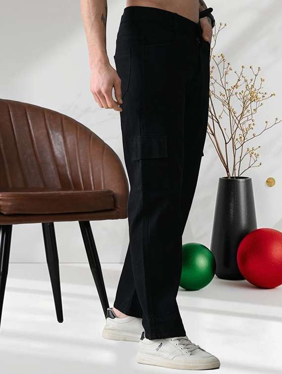 men solid mid rise denim cargo - 22349231 -  Standard Image - 1