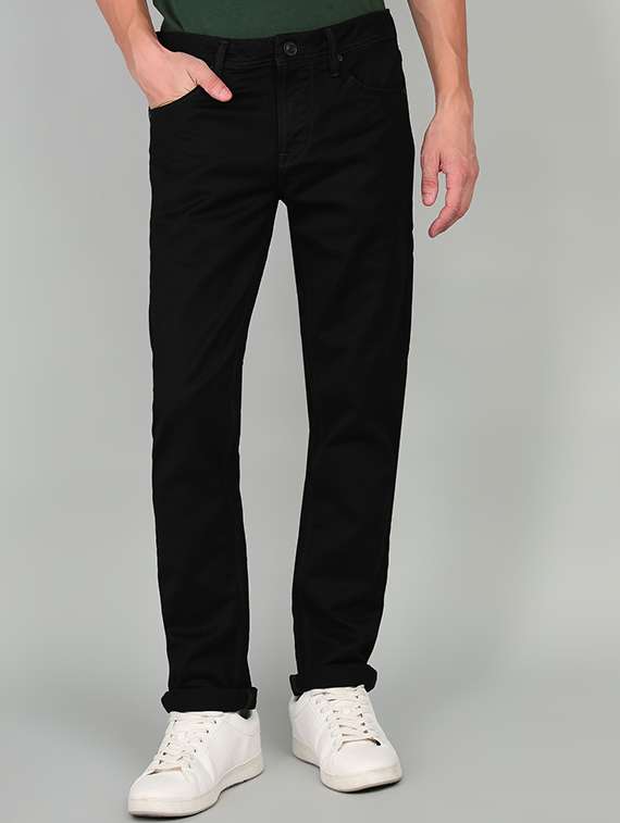 men solid mid rise slim fit jeans
