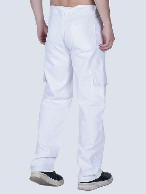 men solid mid rise denim cargo - 22349744 -  Standard Image - 1