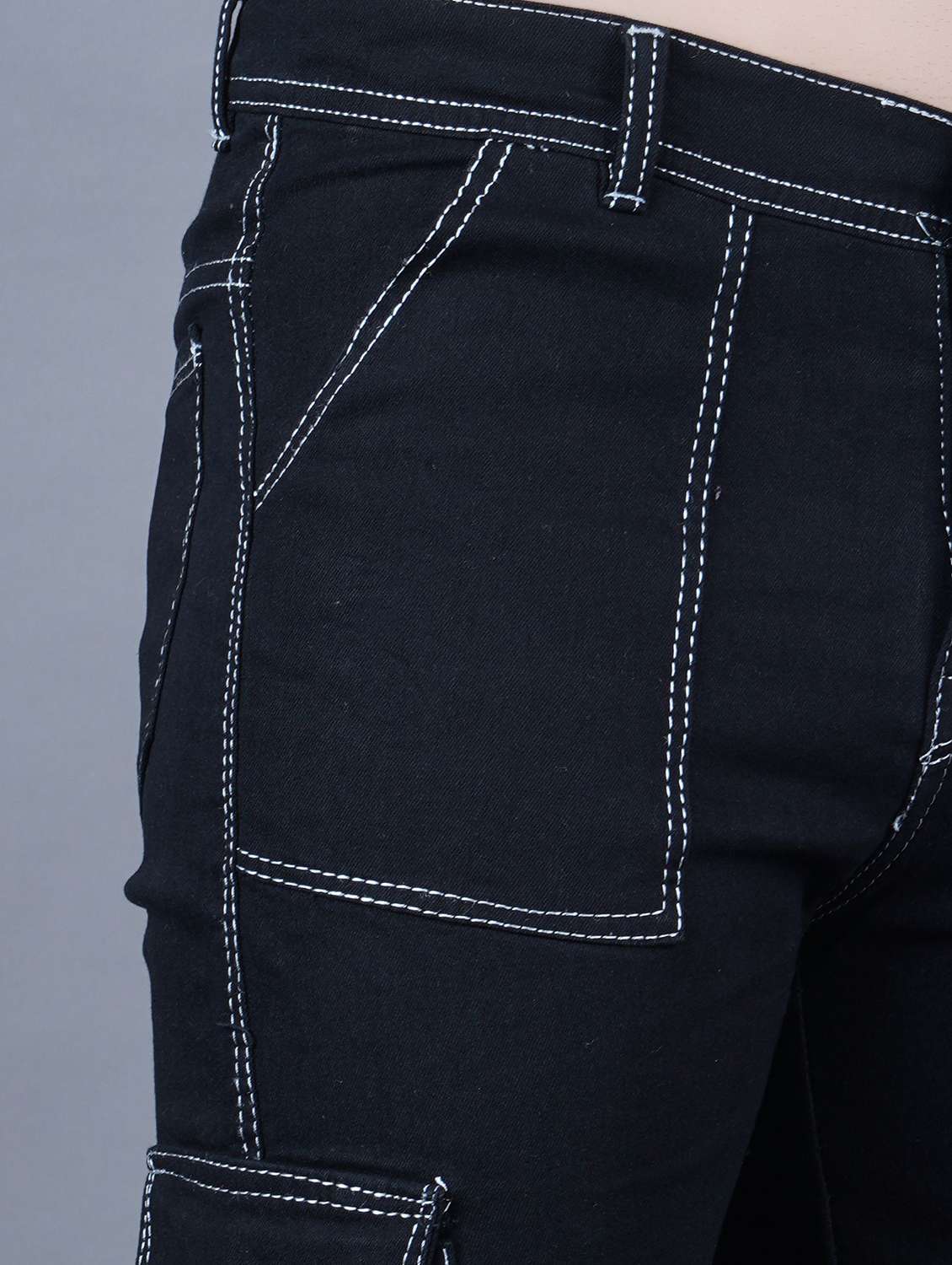 men solid mid rise denim cargo - 22352149 -  Standard Image - 1