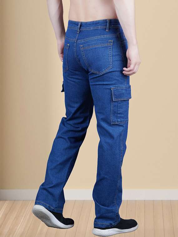 men solid mid rise denim cargo - 22352392 -  Standard Image - 1