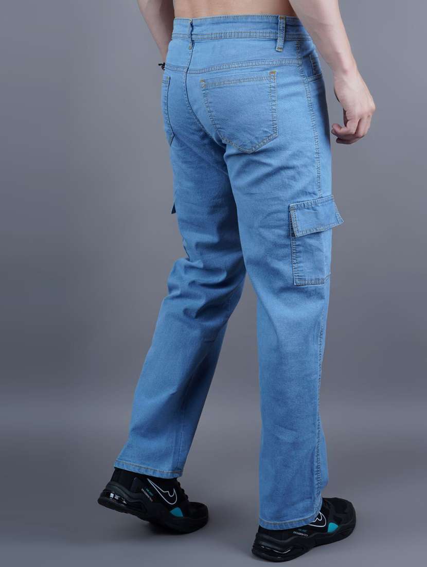 men solid mid rise denim cargo - 22352595 -  Standard Image - 1