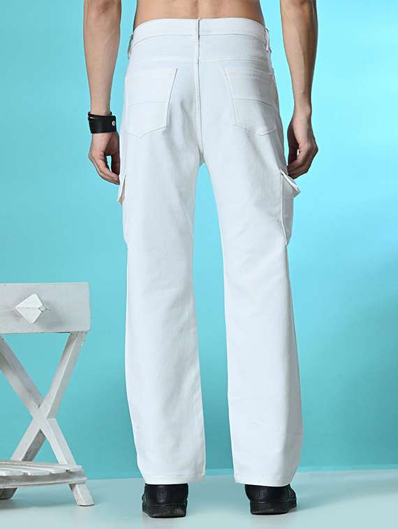 men solid mid rise denim cargo - 22352723 -  Standard Image - 1