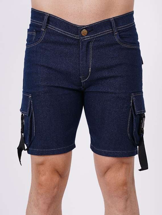 men solid mid rise denim cargo shorts - 22352847 -  Standard Image - 1