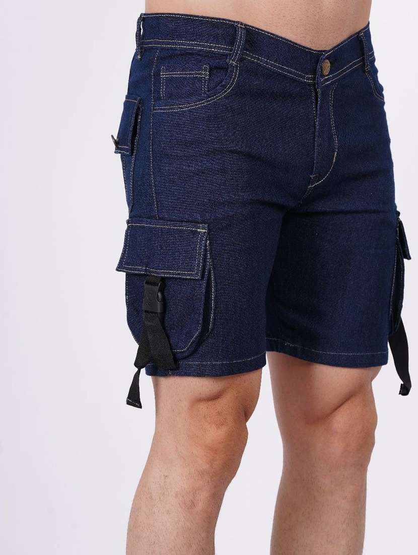 men solid mid rise denim cargo shorts - 22352880 -  Standard Image - 1