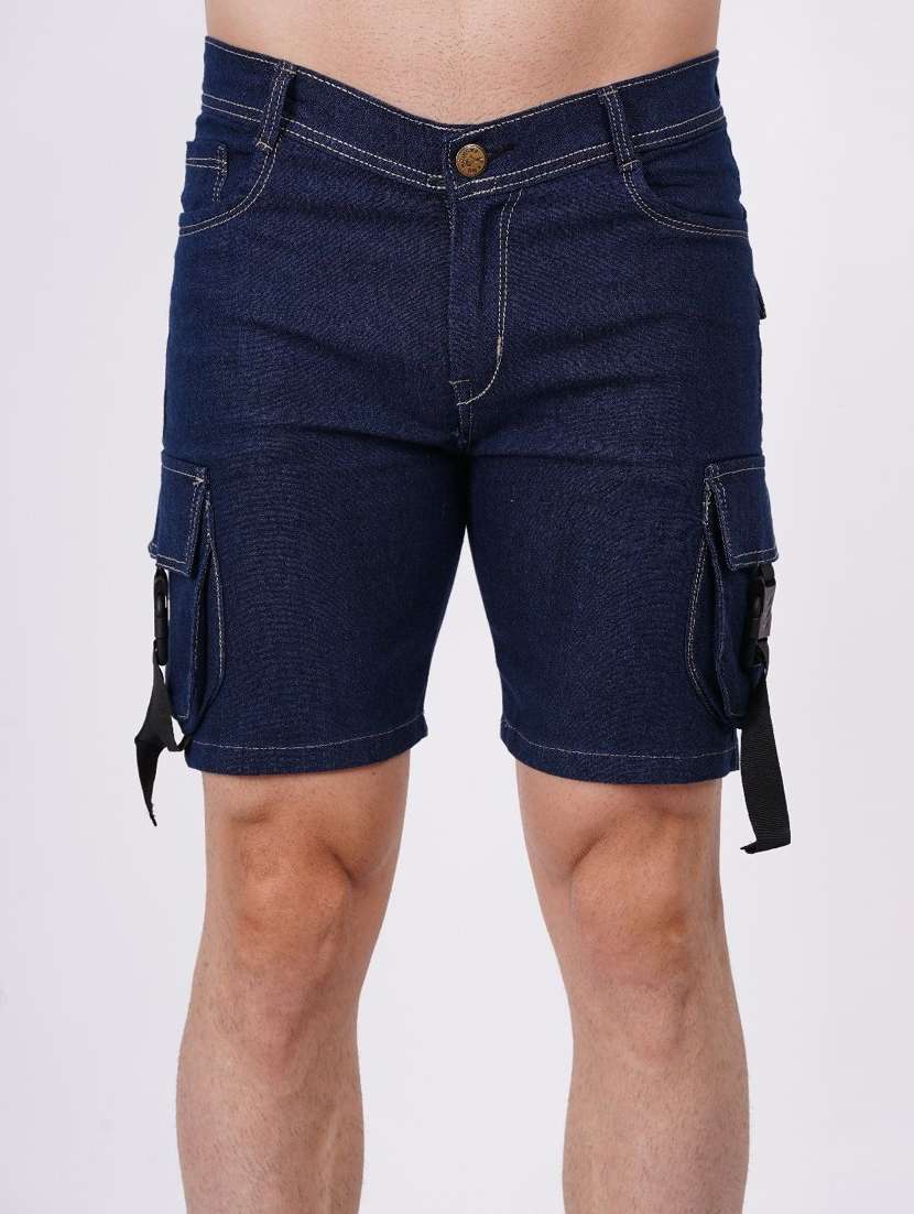 men solid mid rise denim cargo shorts - 22352886 -  Standard Image - 1