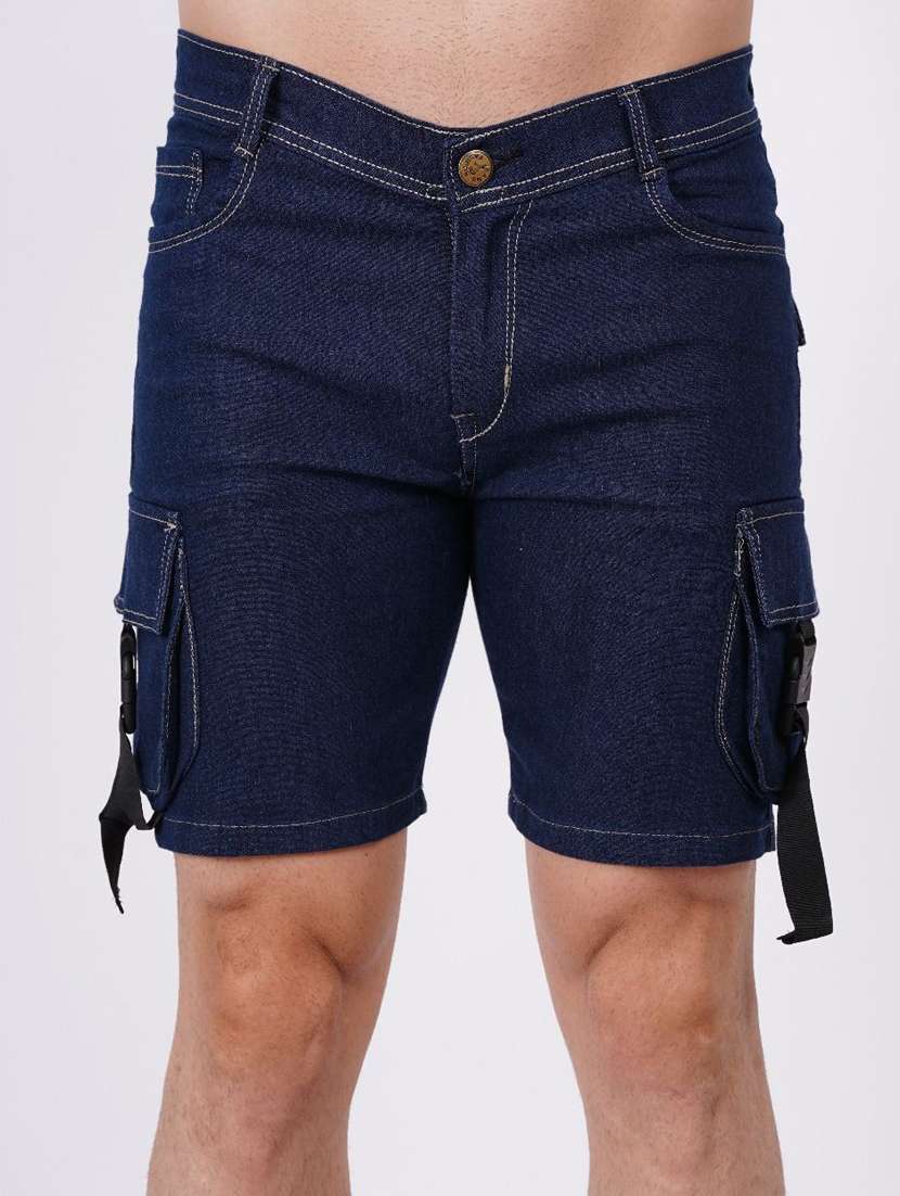 men solid mid rise denim cargo shorts - 22352900 -  Standard Image - 1