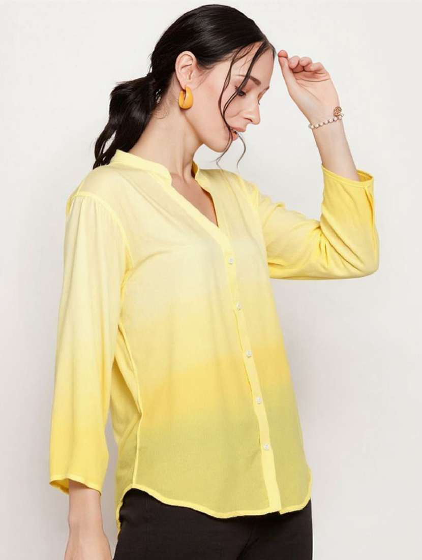 women ombre print mandarin collar long sleeve shirt - 22353095 -  Standard Image - 1