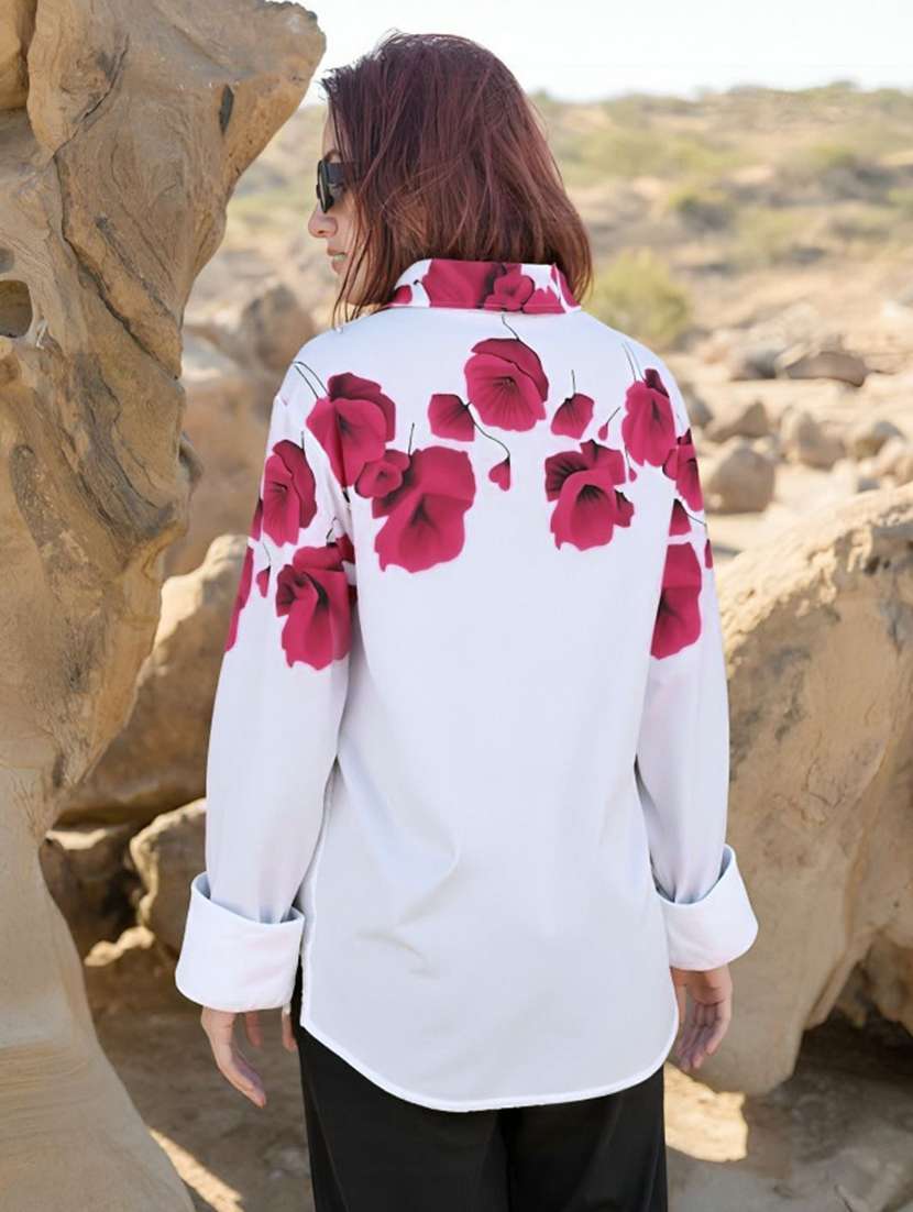 women printed collared long sleeve shirt - 22353123 -  Standard Image - 1