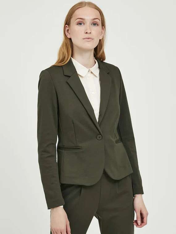 women solid long sleeve single breasted blazer