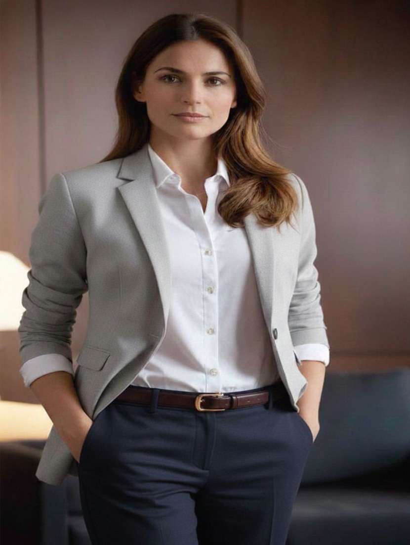 women solid long sleeve single breasted blazer