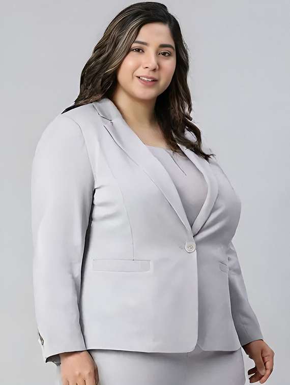 women solid long sleeve single breasted blazer - 22353372 -  Standard Image - 1