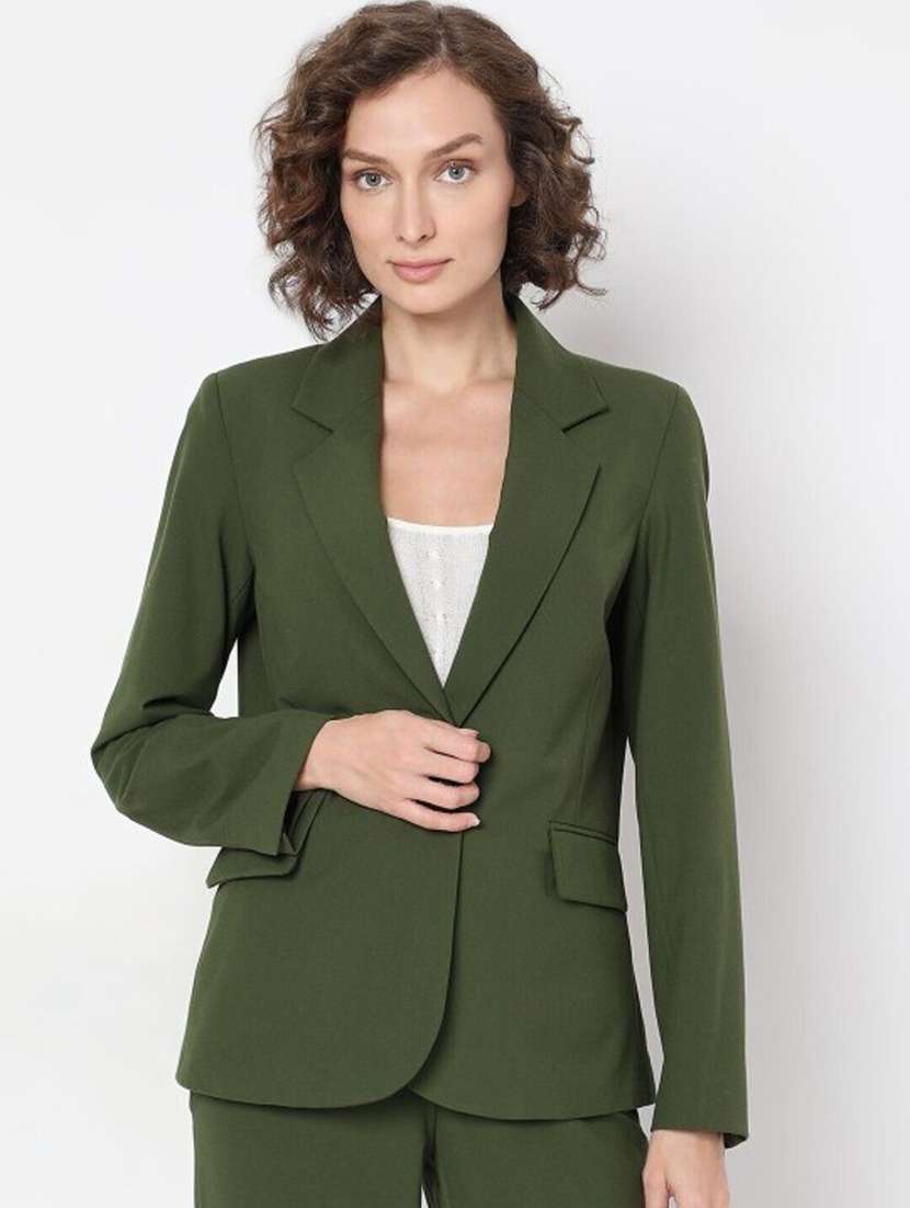 women solid long sleeve single breasted blazer - 22353374 -  Standard Image - 1