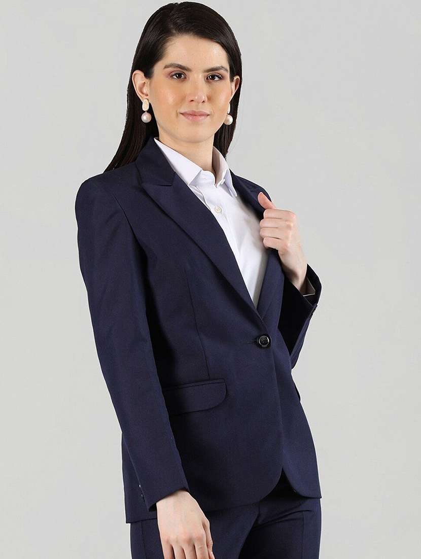 women solid long sleeve single breasted blazer - 22353375 -  Standard Image - 1