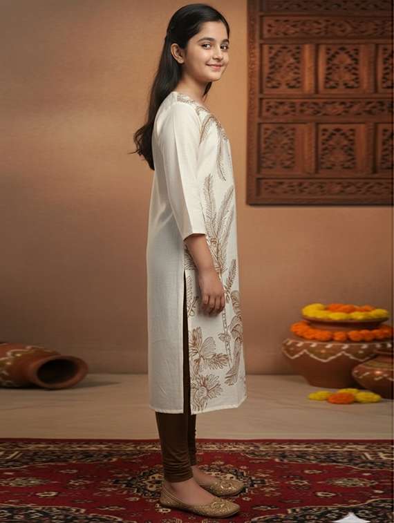 women printed three quarter sleeve straight kurta - 22353377 -  Standard Image - 1
