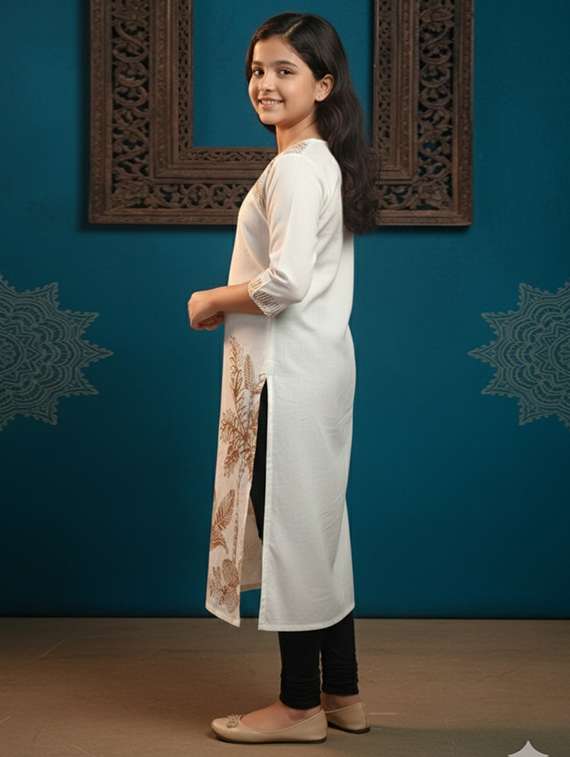 women printed three quarter sleeve straight kurta - 22353378 -  Standard Image - 1