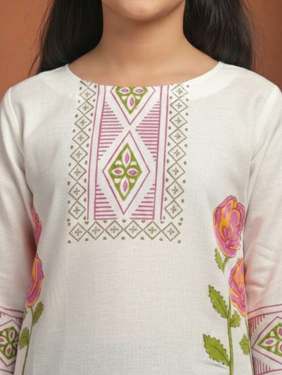 women printed three quarter sleeve staright kurta - 22353387 -  Standard Image - 4