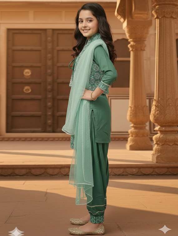 women embellished kurta and salwar set with dupatta - 22353406 -  Standard Image - 1