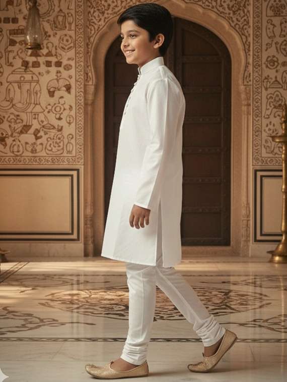 boys embroidered mandarin neck kurta set - 22353408 -  Standard Image - 1