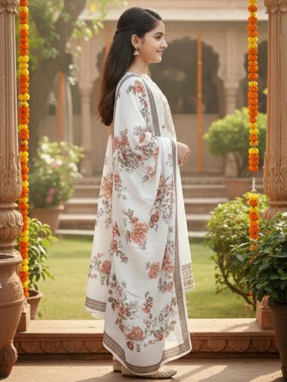 girls embroidered kurta and palazzo set with dupatta - 22353423 -  Standard Image - 1