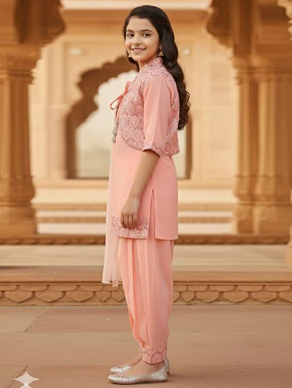 girls embelished kurta and salwar set with dupatta - 22353426 -  Standard Image - 1