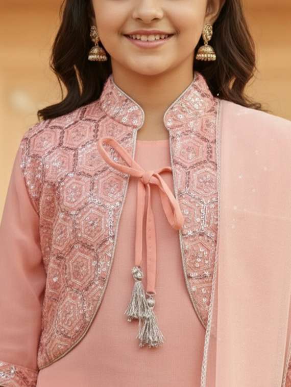 girls embelished kurta and salwar set with dupatta - 22353426 -  Standard Image - 4