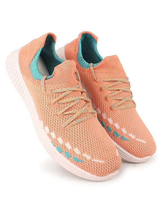 women peach lace up casual shoe - 22353453 -  Standard Image - 1