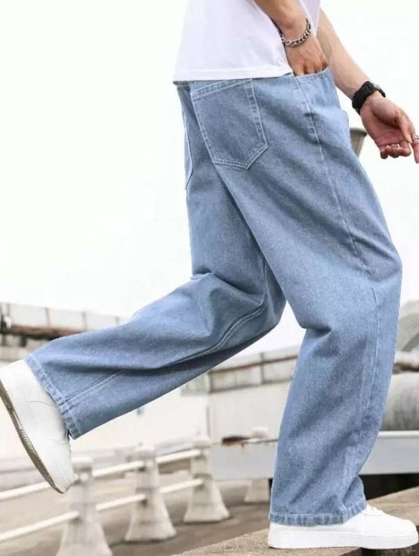 men plain mid rise full length jeans - 22353529 -  Standard Image - 1