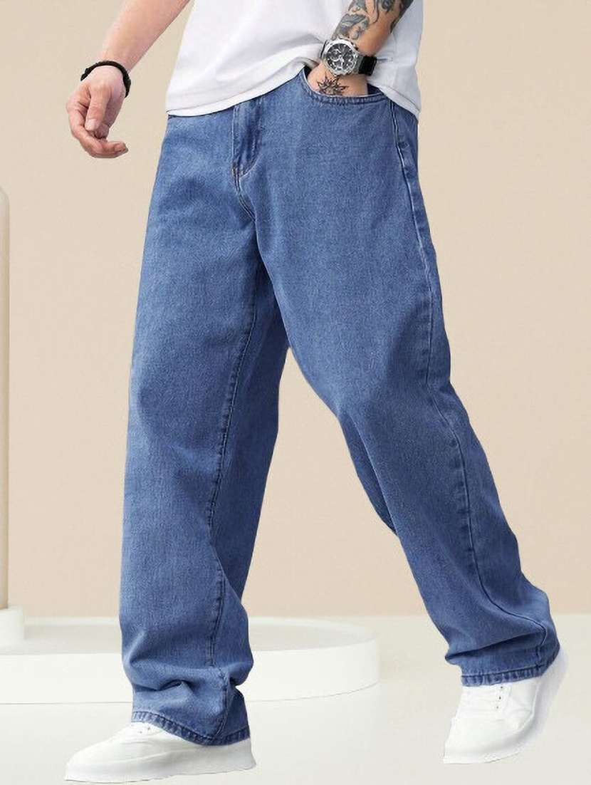 men plain mid rise full length jeans - 22353567 -  Standard Image - 1