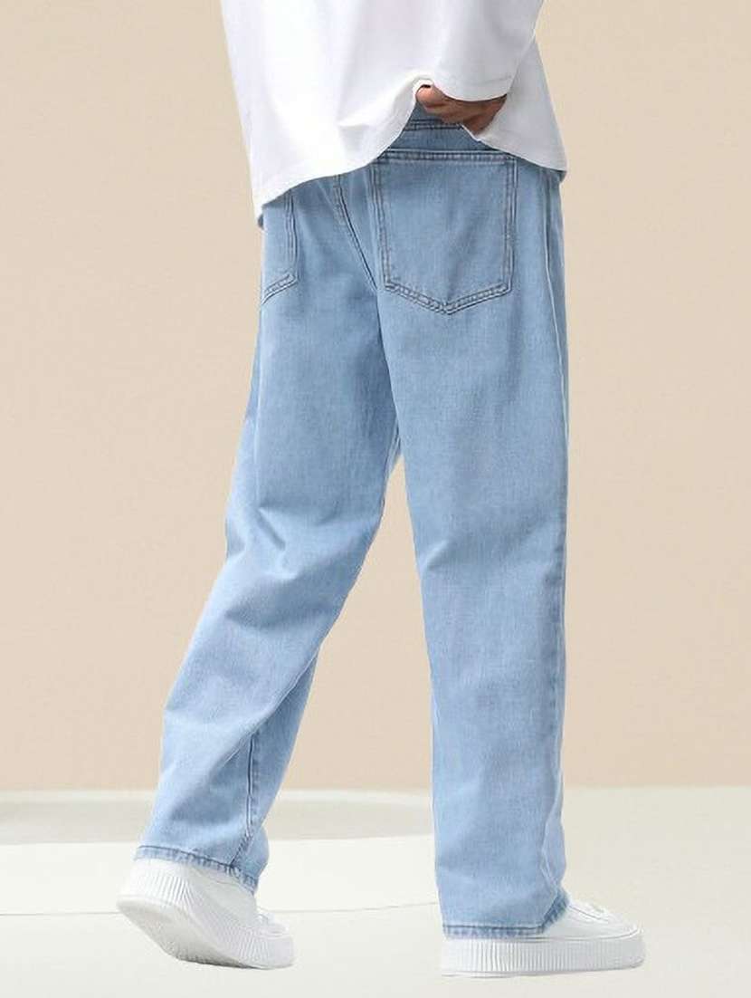 men plain mid rise full length jeans - 22353573 -  Standard Image - 1