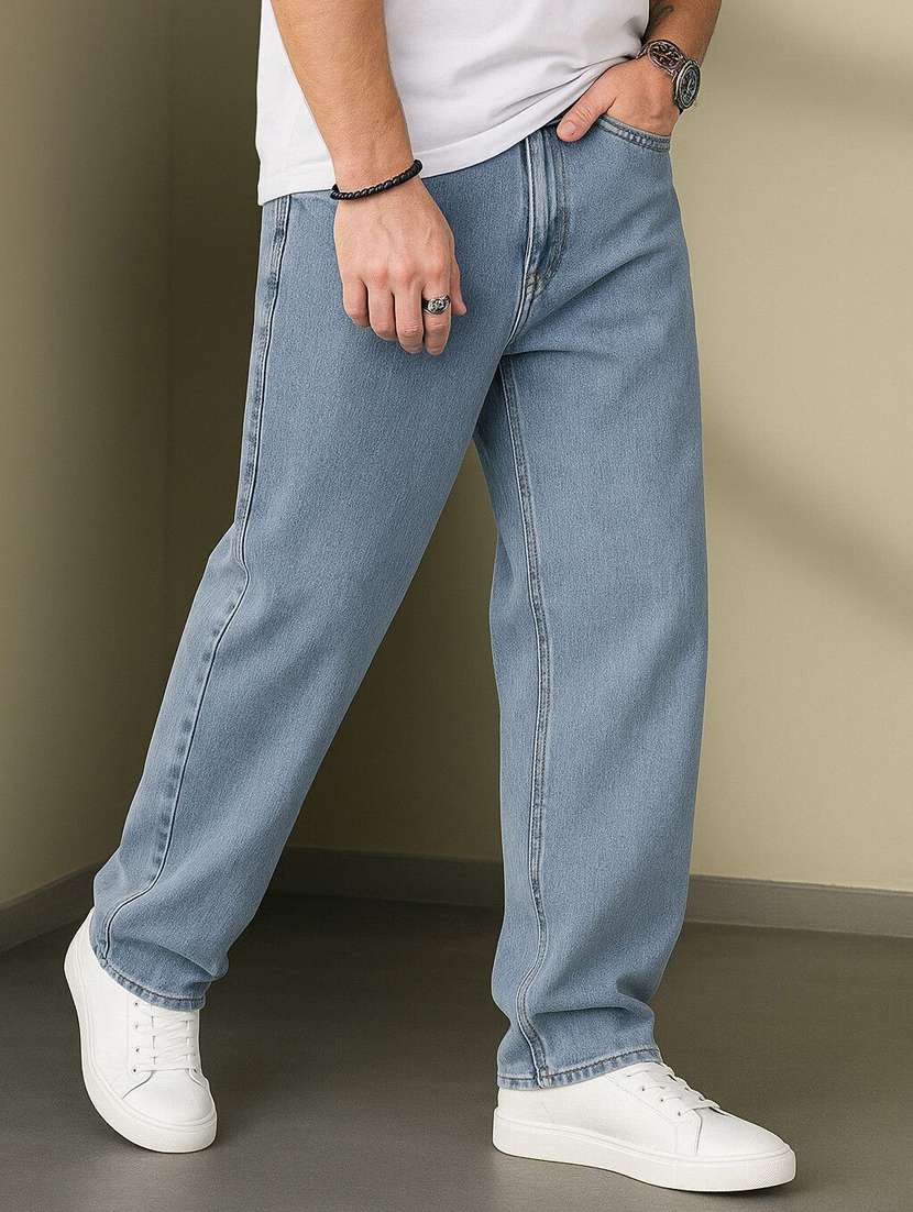 men plain mid rise full length jeans - 22353577 -  Standard Image - 1