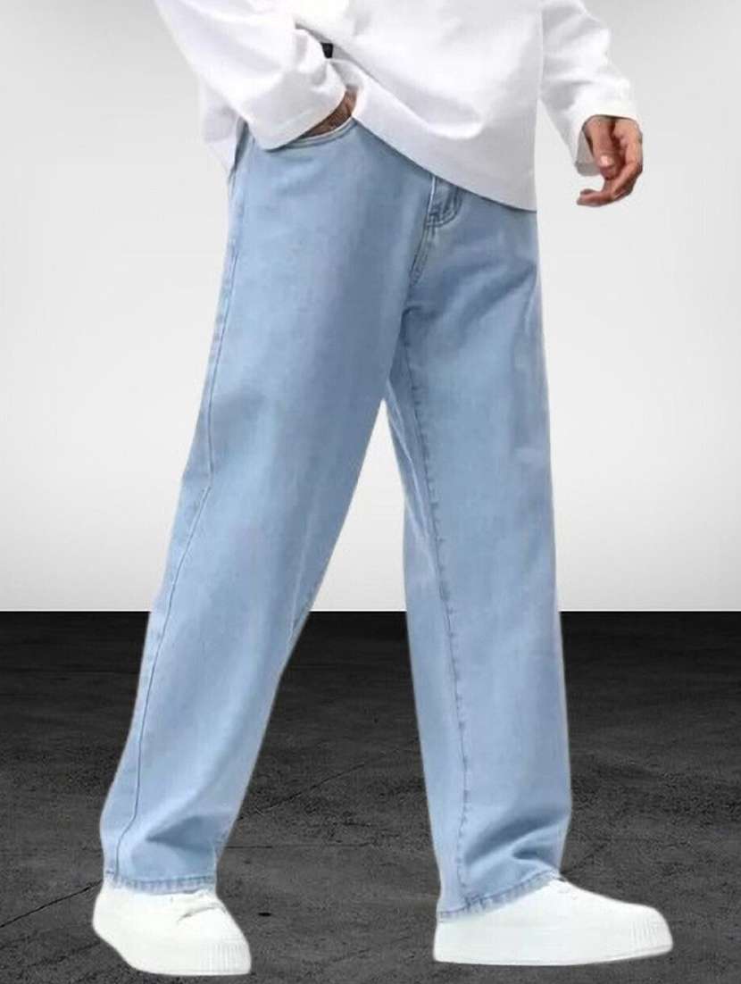 men plain mid rise full length jeans - 22353598 -  Standard Image - 1