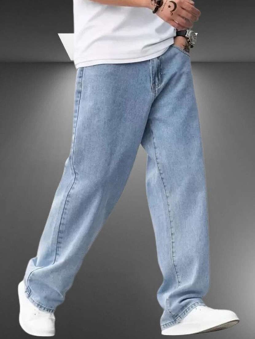 men plain mid rise full length jeans - 22353602 -  Standard Image - 1