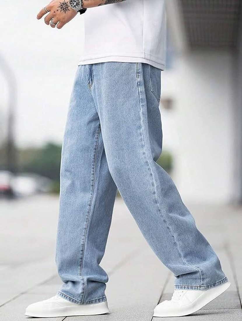 men plain mid rise full length jeans - 22353609 -  Standard Image - 1
