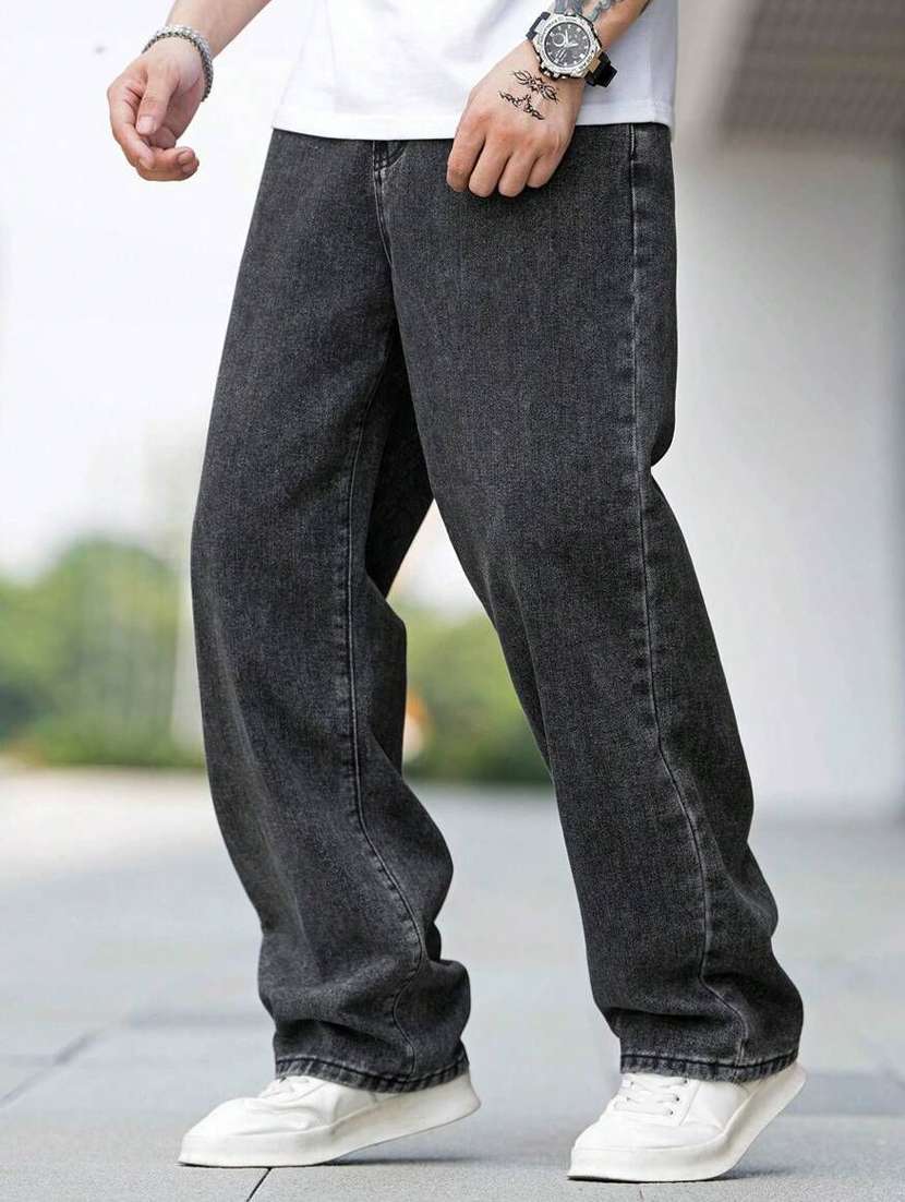 men plain mid rise full length jeans - 22353622 -  Standard Image - 1