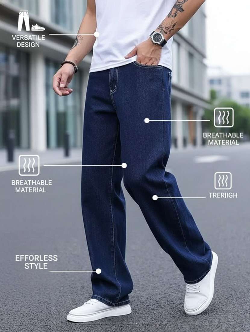 men plain mid rise full length jeans - 22353628 -  Standard Image - 1