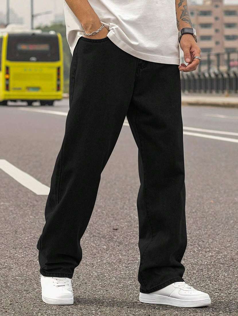 men plain mid rise full length jeans - 22353644 -  Standard Image - 1