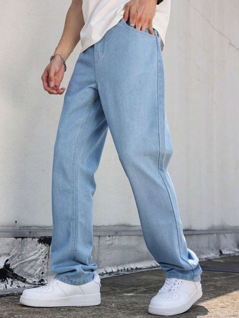 men plain mid rise full length jeans - 22353686 -  Standard Image - 1