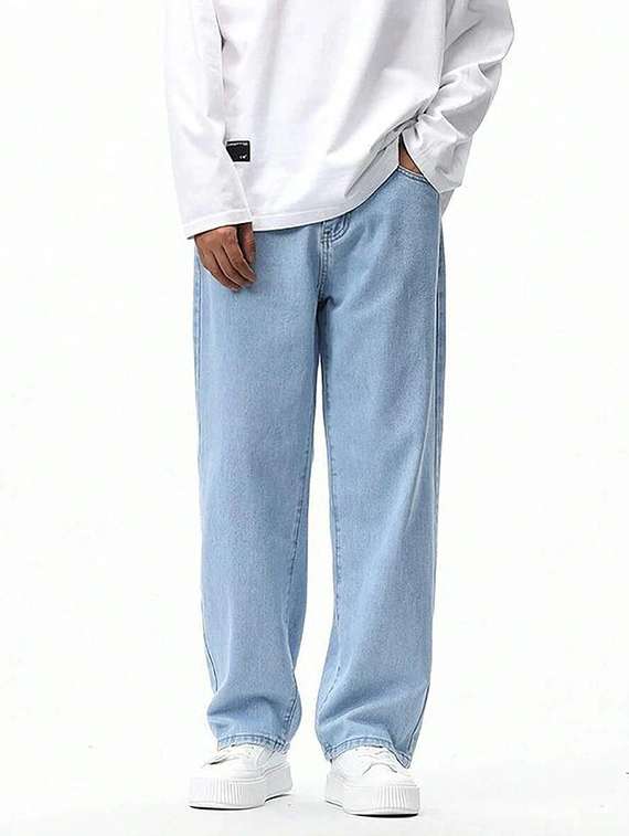 men plain mid rise full length jeans - 22353689 -  Standard Image - 1