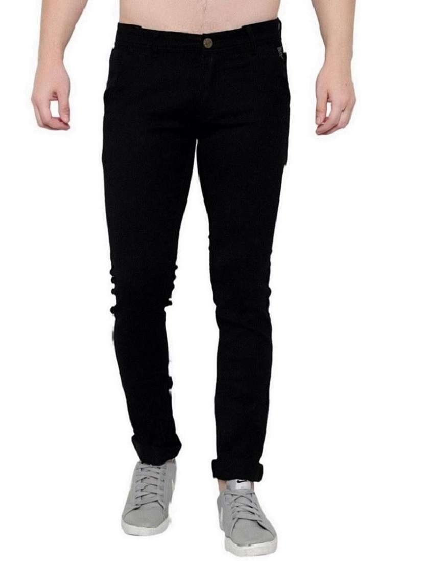 men plain mid rise full length jeans