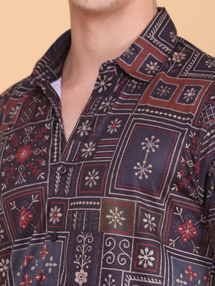 men printed long sleeve regular fit casual shirt - 22353796 -  Standard Image - 1