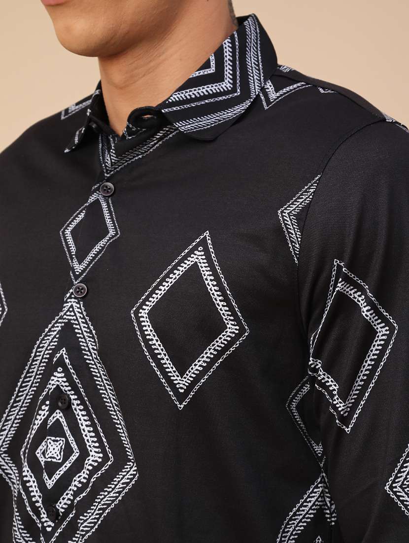 men printed long sleeve regular fit casual shirt - 22353797 -  Standard Image - 1