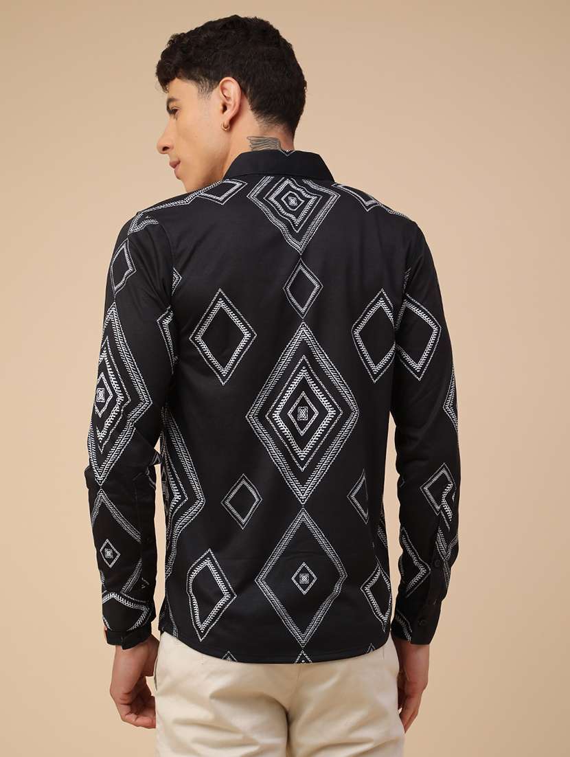 men printed long sleeve regular fit casual shirt - 22353797 -  Standard Image - 4