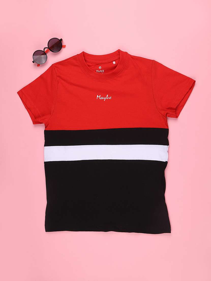 boys colourbocked round neck t-shirt - 22353832 -  Standard Image - 1