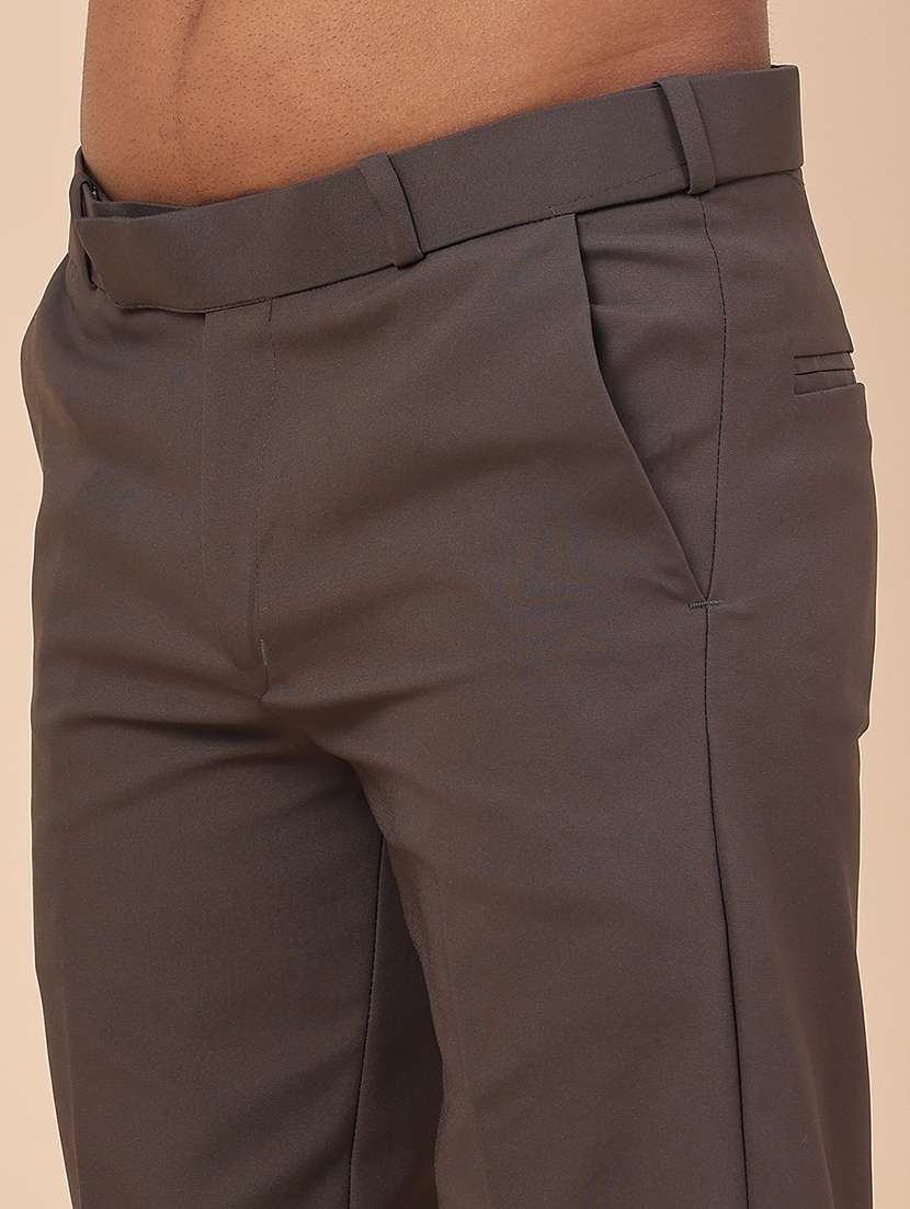 grey cotton flat front trousers formal - 22353878 -  Standard Image - 1