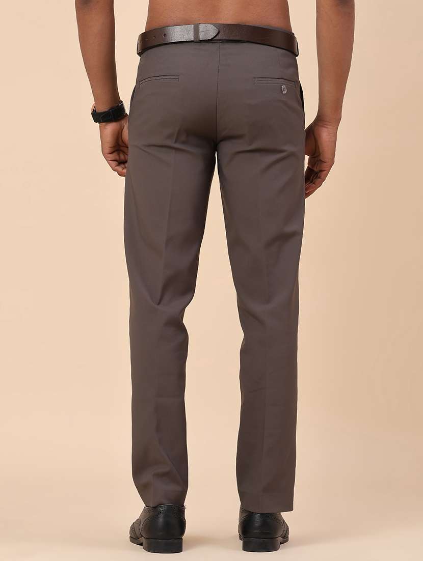 grey cotton flat front trousers formal - 22353878 -  Standard Image - 4