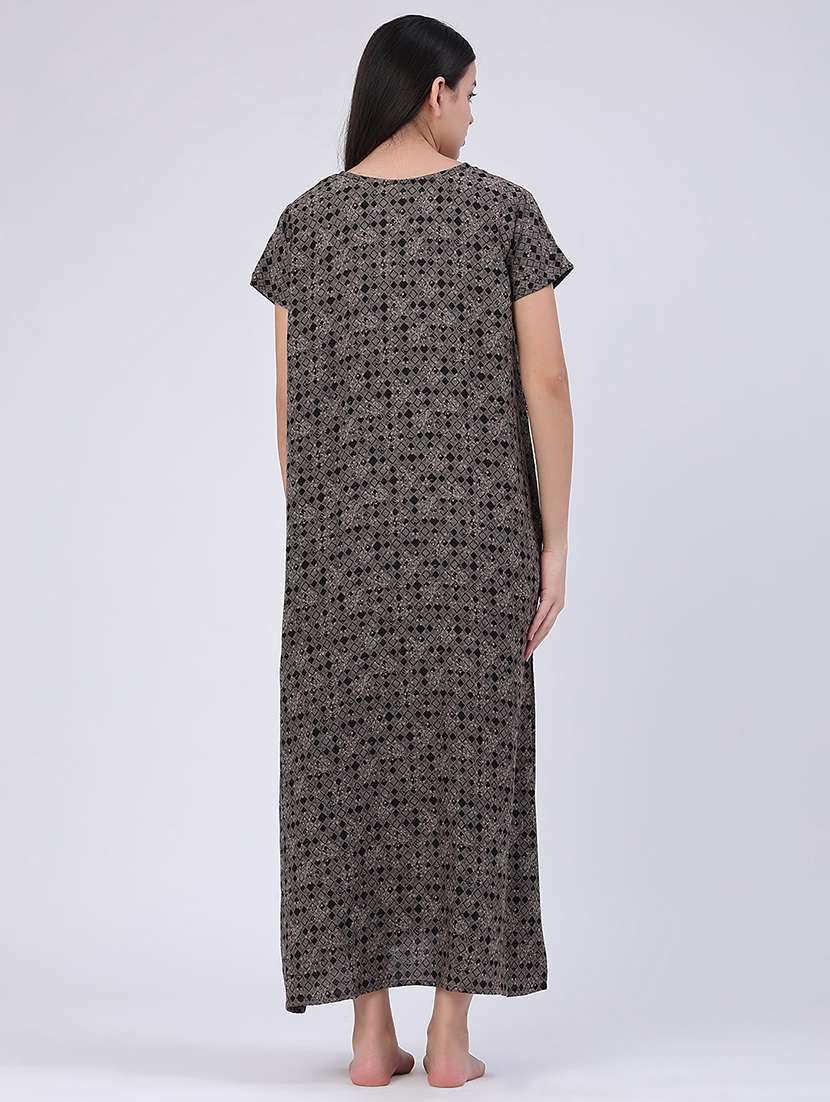Women Printed Short Sleeves Nighty - 22353965 -  Standard Image - 4