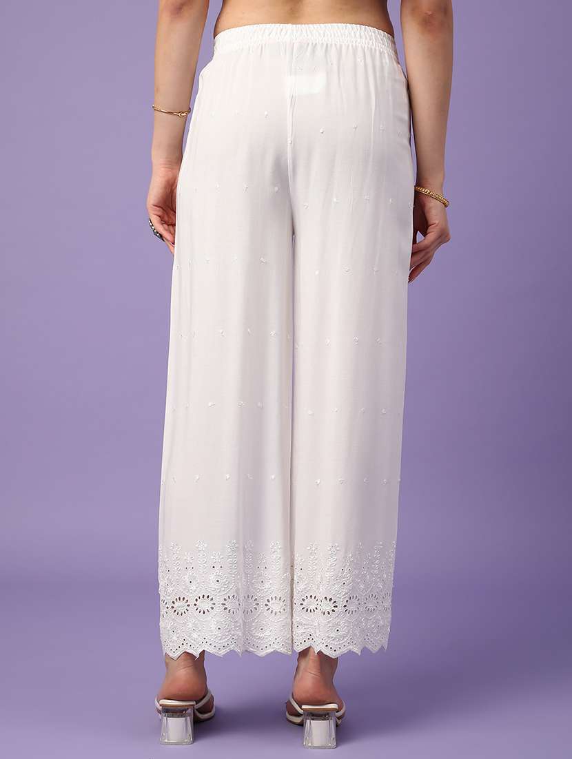 women off white rayon flared palazzo - 22353982 -  Standard Image - 1